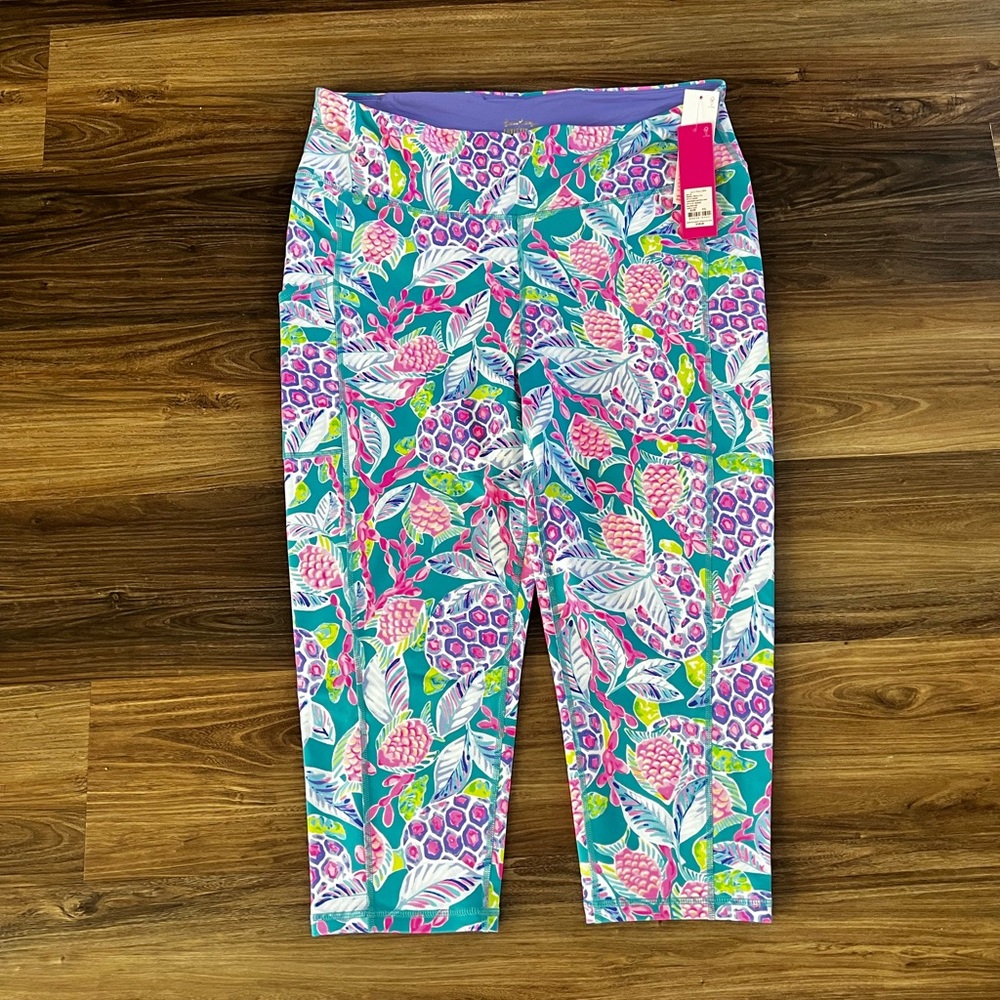 Lilly Pulitzer Weekender High Rise Crop. Maldives Green Turtle Waves. XXL. NWT.